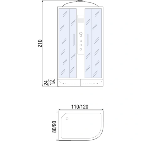 душевая кабина river dunay 110x80x26 mt l 10000001093 профиль матовый хром задняя стенка белая