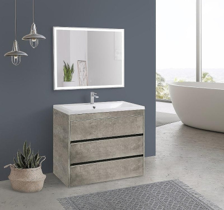 тумба под раковину art&max family напольная с тремя выкатными ящиками, cemento veneto, 1000x480x845,