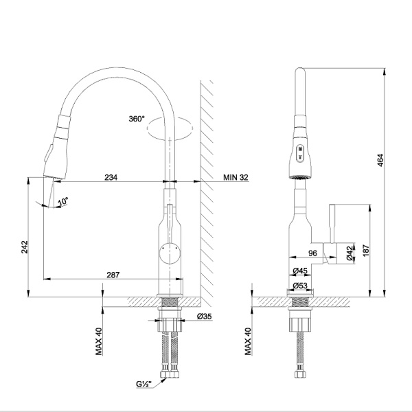 смеситель для кухни lemark expert lm5082s-black нержавеющая сталь черный
