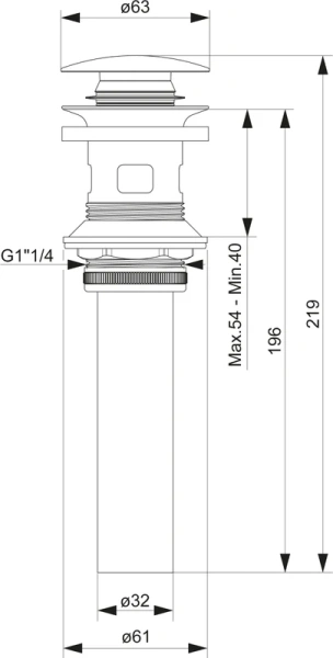 донный клапан ewrika hfew06100 для раковины, с переливом, хром