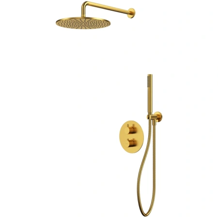Душевой комплект Whitecross Y YSET08GLB 300 мм, с термостатом, золотой матовый