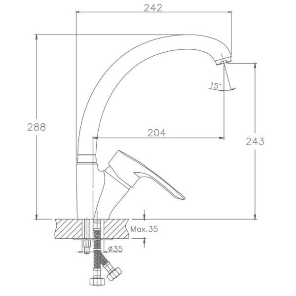 смеситель для кухни haiba hb4166 цвет хром