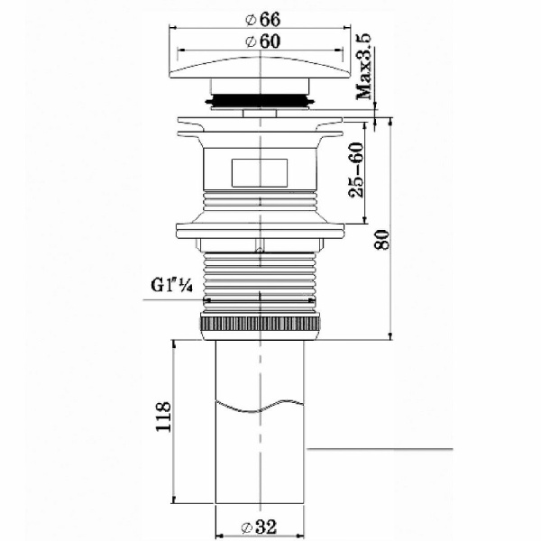 донный клапан vincea dbs-616mw click-clack белый матовый
