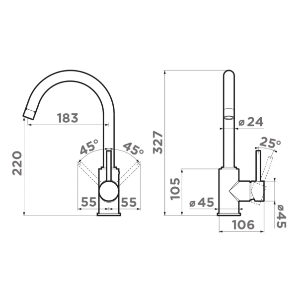 смеситель для кухни omoikiri shinagawa-bl-bn черный/нерж. сталь