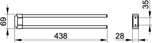 Полотенцедержатель двойной 438 мм Keuco Plan 14918 370000 черный матовый