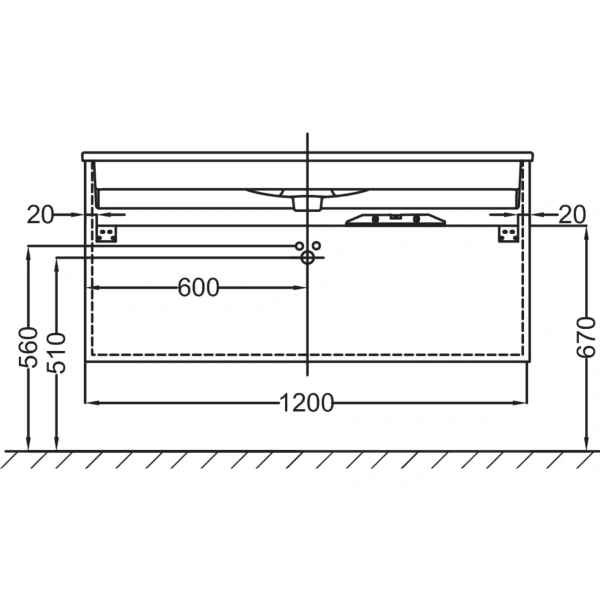 тумба ореховое дерево 120 см 2 ящика jacob delafon vox eb2071-r1-e16