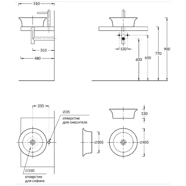 раковина-чаша kerama marazzi canaletto 40 cn.wb.40\blk.m черная матовая