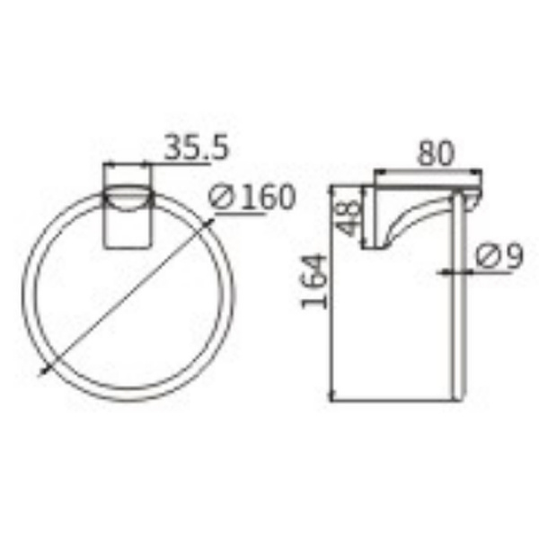 Кольцо для полотенец CeramaLux Monelli 70006 Черное матовое
