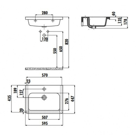 раковина полувстраиваемая creavit ipek 60 ip060-00cb00e-0000, белая