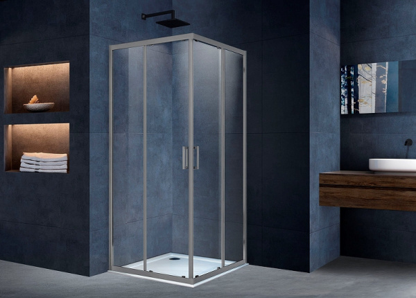 душевой уголок vincea alpha 90×90 vss-3al900clgm профиль вороненая сталь, стекло прозрачное