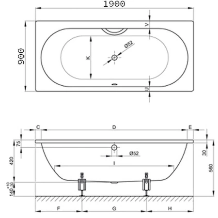 стальная ванна bette starlet 1830-000 190x90 см