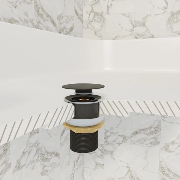 донный клапан teymi solli t140206 для раковины, без перелива, графит матовый