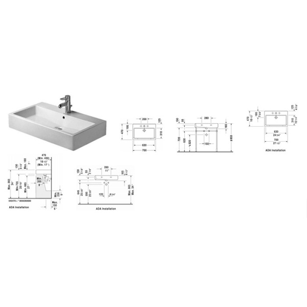 накладная раковина в ванную duravit vero 0454700079