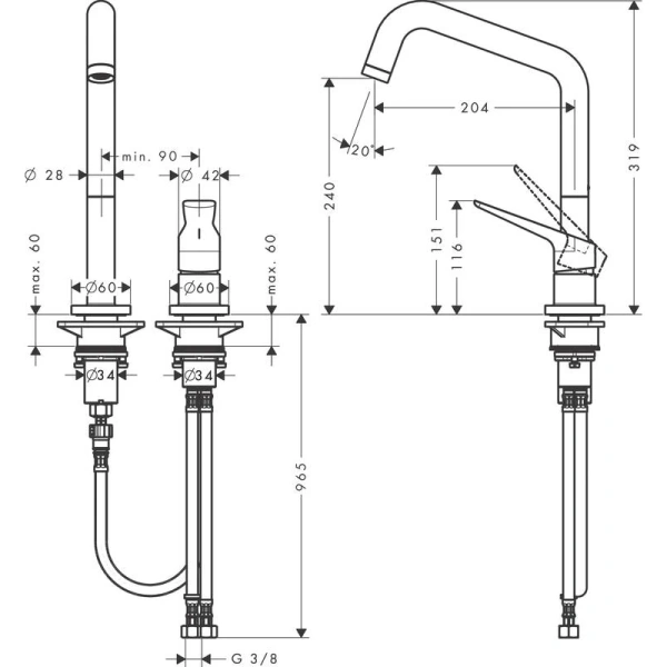 смеситель для кухни axor citterio m 34823000