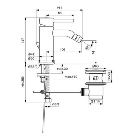 смеситель ideal standard ceraline bc197aa для биде