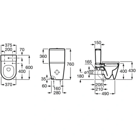 чаша напольного безободкового унитаза roca inspira round 342529000 чаша напольного безободкового унитаза roca inspira round 342529000