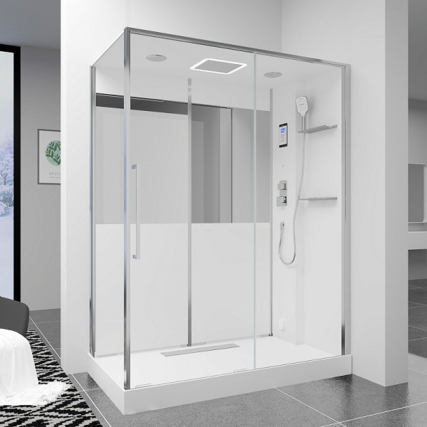 душевая кабина black&white galaxy g8890 160х85 889000 с паром без гидромассажа