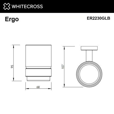 стакан whitecross ergo er2230glb для щеток, подвесной, стеклянный, брашированное золото