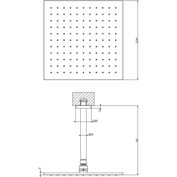 верхний душ gessi emporio 47362#299 ø300 мм, с кронштейном, цвет черный xl