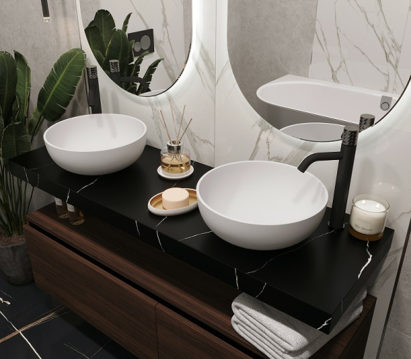 столешница под раковину boheme armadi art flat 140 869-140-nm черный мрамор