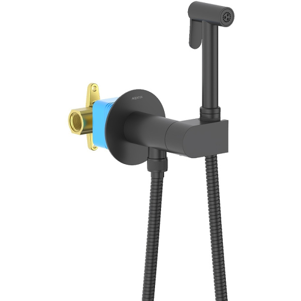 гигиенический душ со смесителем aquatek оберон aq1024mb черный матовый