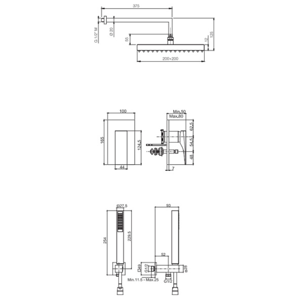 душевая система fima|carlo frattini sistemi doccia f3979ns, чёрный матовый