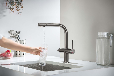 смеситель для кухни aquatek европа aq1385bgm цвет оружейная сталь