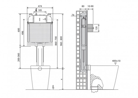 бачок скрытого монтажа belbagno cs bb025-cs без клавиши смыва