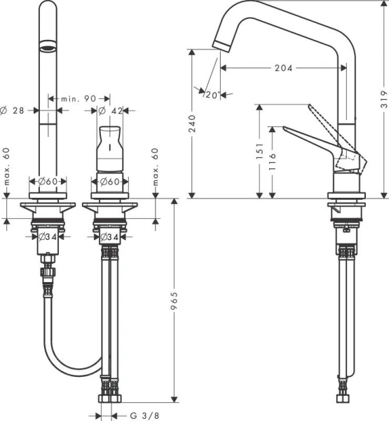 смеситель для кухни axor citterio m 34823000