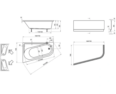 акриловая ванна ravak chrome 160x105 l ca51000000 без гидромассажа