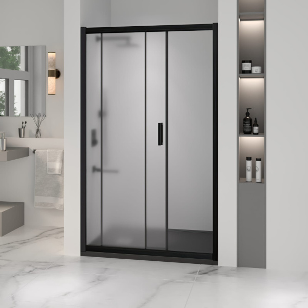 душевая дверь rgw passage pa-016b 140 350801614-24 профиль черный, стекло матовое-сатинат