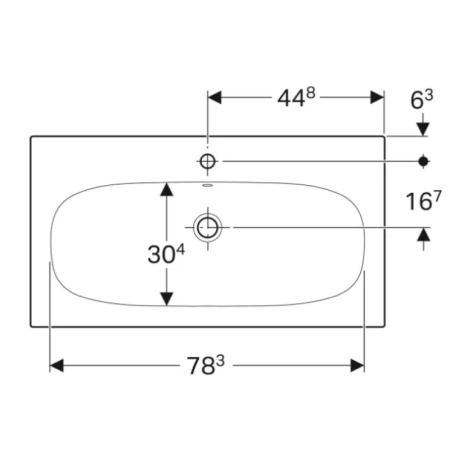 раковина полувстраиваемая geberit acanto 90 см, 500.642.01.2