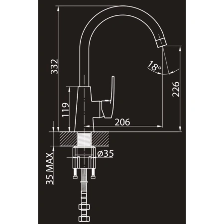 смеситель elghansa monica new 56b1219 для кухни, цвет белый