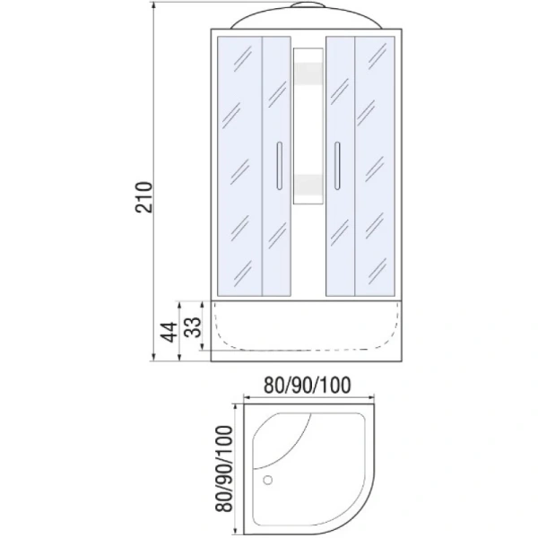 душевая кабина river nara 100x100x46 мт 10000002324 профиль матовый хром задняя стенка белая