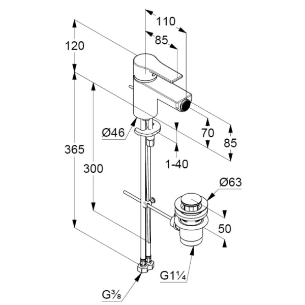 смеситель kludi zenta sl 485300565 для биде, с донным клапаном, хром
