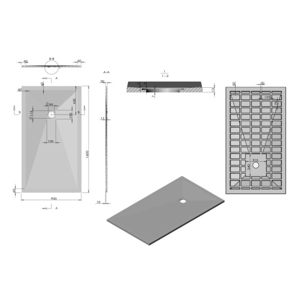 душевой поддон из литого мрамора 160×90 см vincea vst-4sr9016a