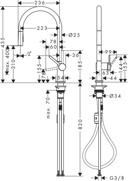 смеситель для кухни hansgrohe talis m54 72842670