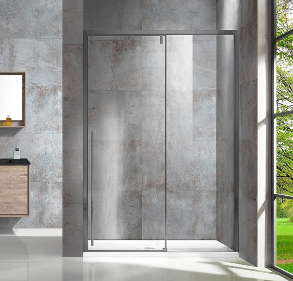 душевая дверь vincea lugano 130 vds-1l130clgm-1 профиль вороненая сталь, стекло прозрачное
