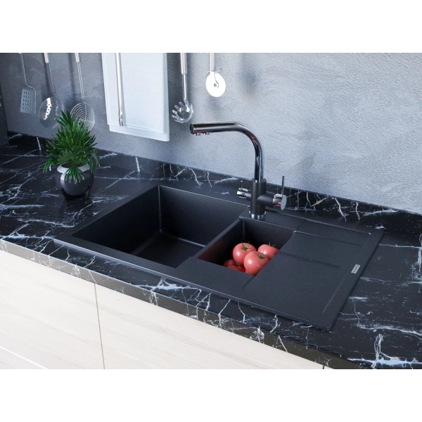 смеситель для кухни paulmark essen es213011-blmcr черный металлик/ хром