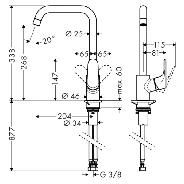смеситель для кухни, нержавеющая сталь hansgrohe focus m41 31820800