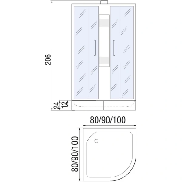 душевая кабина river nara 80x80x26 мт б/к 10000002159 профиль матовый хром задняя стенка белая