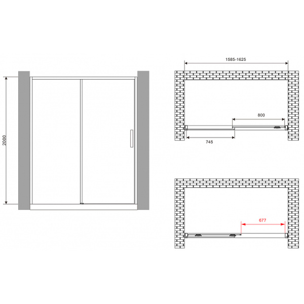 душевая дверь abber komfort 160 ag93160 профиль хром, стекло прозрачное