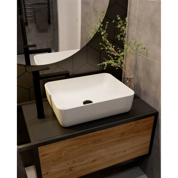 смеситель для раковины aquame parma aqm6614mb без донного клапана, черный матовый