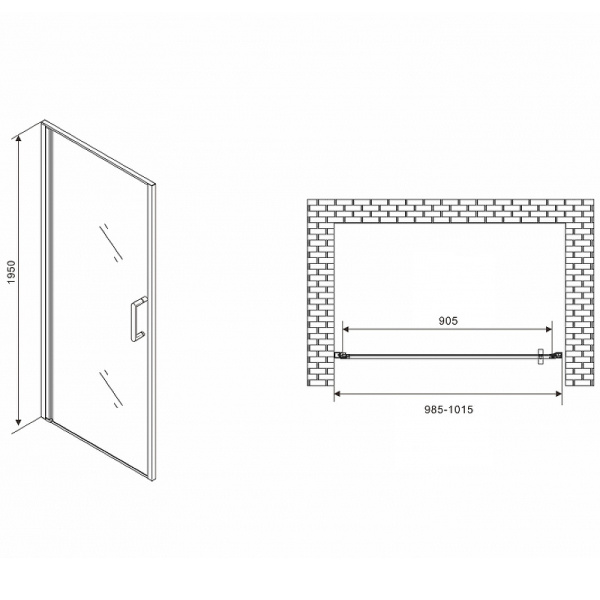 душевая дверь abber sonnenstrand 100 ag04100m профиль хром, стекло матовое