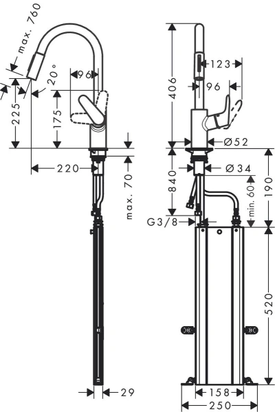 смеситель для кухни hansgrohe focus m41 73895000