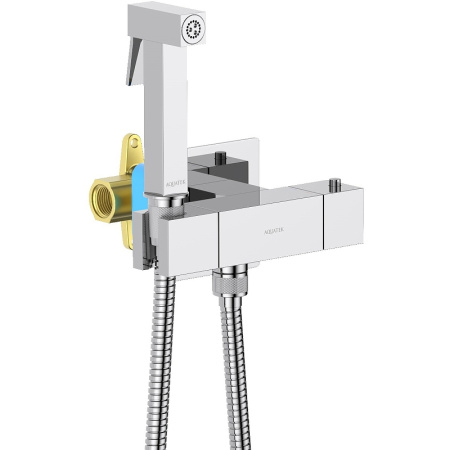 гигиенический душ со смесителем aquatek либра aq1028cr с термостатом хром