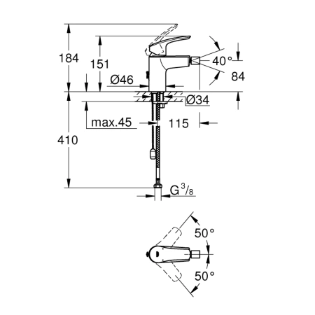 смеситель grohe eurosmart new 32927003 для биде, с цепочкой, хром