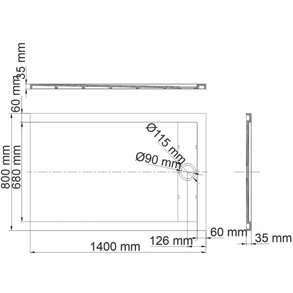 душевой поддон из искусственного камня wasserkraft abens 140×80 20t35 черный матовый