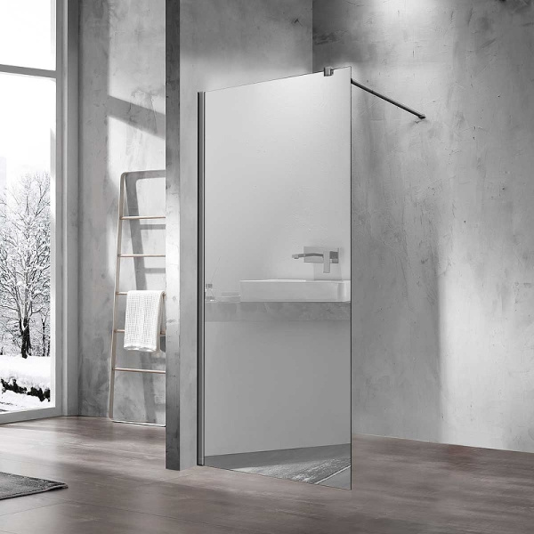 душевая перегородка vincea walk-in 100 vsw-1h100mrgm профиль вороненая сталь, стекло зеркальное