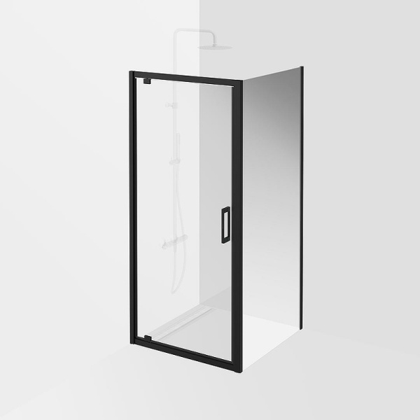 душевая дверь kerama marazzi vetro 90 ve.90.pd.blk.m профиль черный матовый, стекло прозрачное